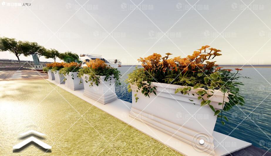 朗汀园林长形欧式艺术花箱景区绿化效果图